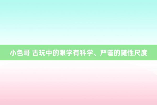 小色哥 古玩中的眼学有科学、严谨的随性尺度