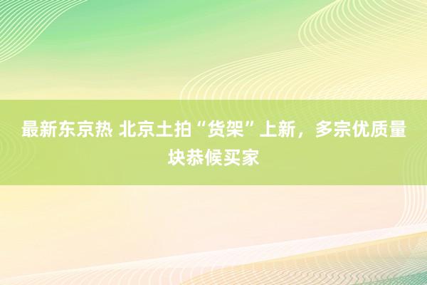 最新东京热 北京土拍“货架”上新，多宗优质量块恭候买家