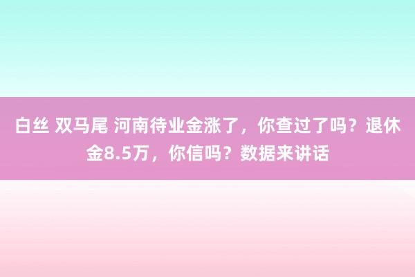 白丝 双马尾 河南待业金涨了，你查过了吗？退休金8.5万，你信吗？数据来讲话