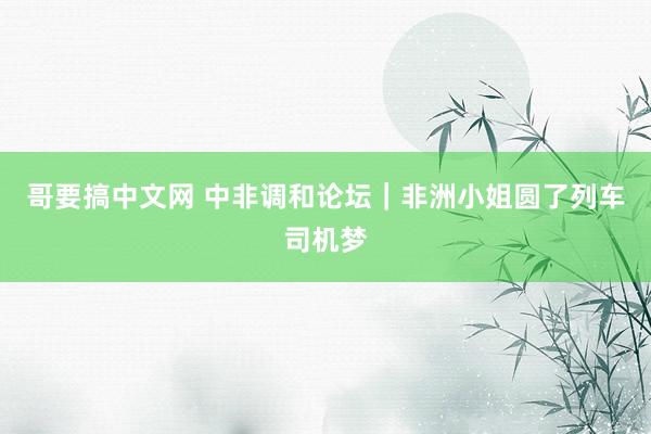 哥要搞中文网 中非调和论坛｜非洲小姐圆了列车司机梦