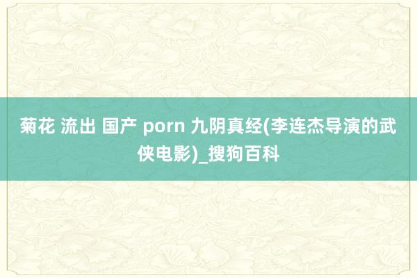 菊花 流出 国产 porn 九阴真经(李连杰导演的武侠电影)_搜狗百科