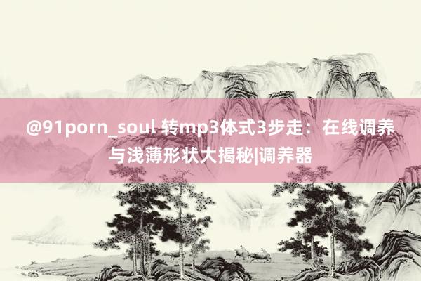 @91porn_soul 转mp3体式3步走：在线调养与浅薄形状大揭秘|调养器